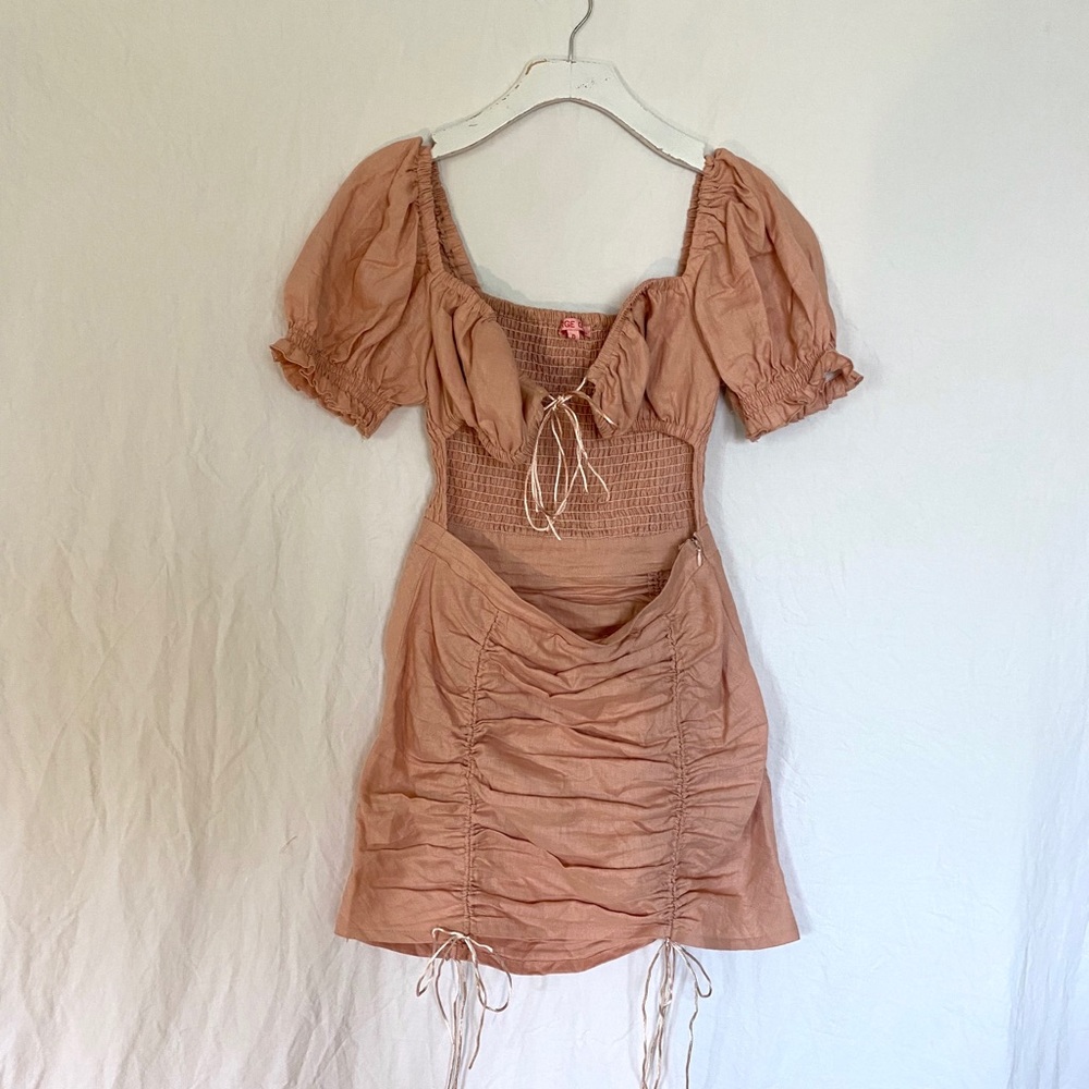 VERGE GIRL model icon tie front mini dress rose